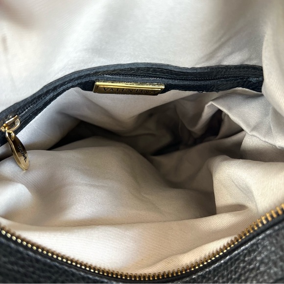 VALENTINA Carrano Black Tan Pebbled Leather Convertible Shoulder Sling Backpack - Picture 11 of 16